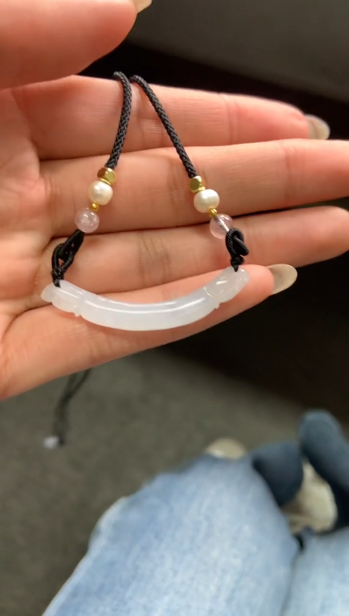 【闪购商品】翡翠颈饰未镶嵌玉璜-编绳