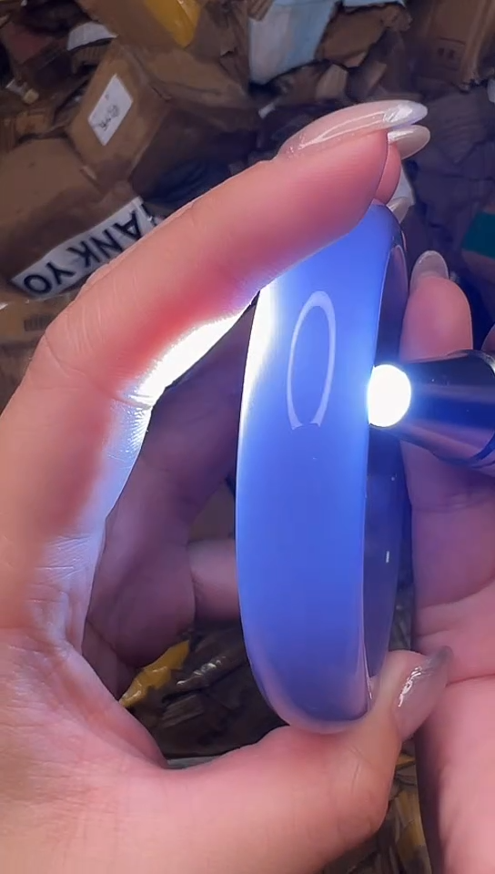 和田玉手镯未镶嵌和田扁条烟紫手镯@@YS0337