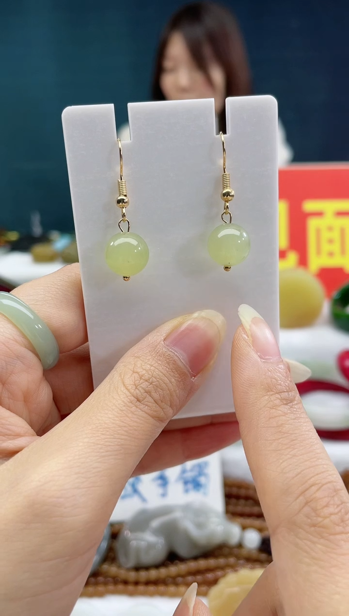 【闪购商品】和田玉耳饰银S925镶嵌10