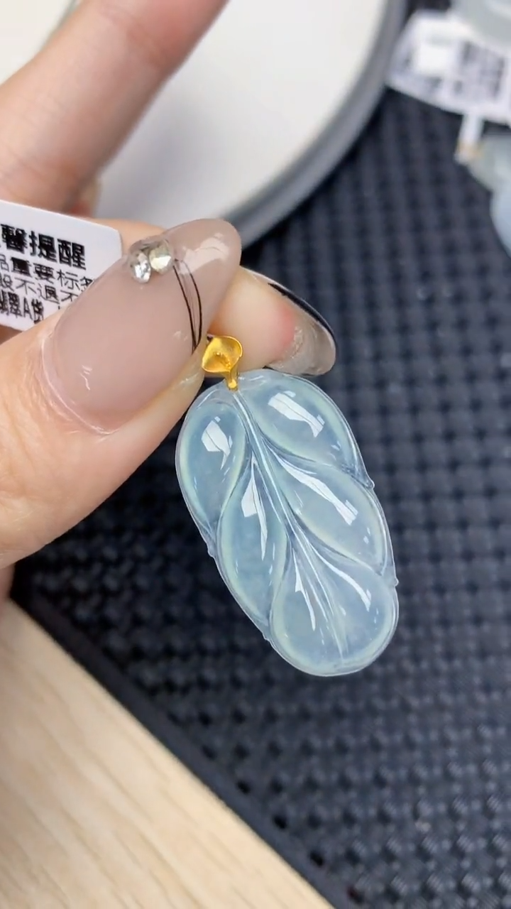 颈饰18K金镶嵌翡翠天然缅甸翡翠a货百元以上9元证书费自理