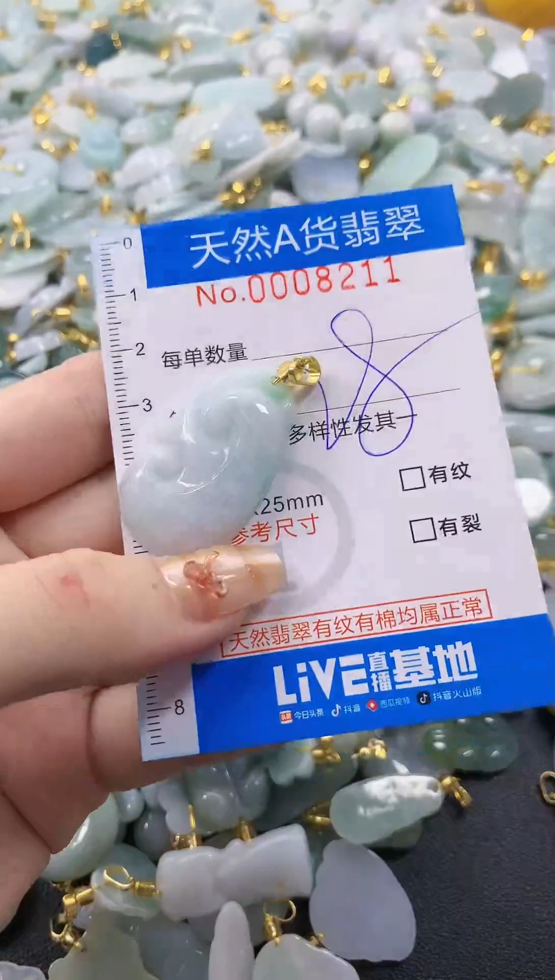 颈饰未镶嵌翡翠净货挂件-8211