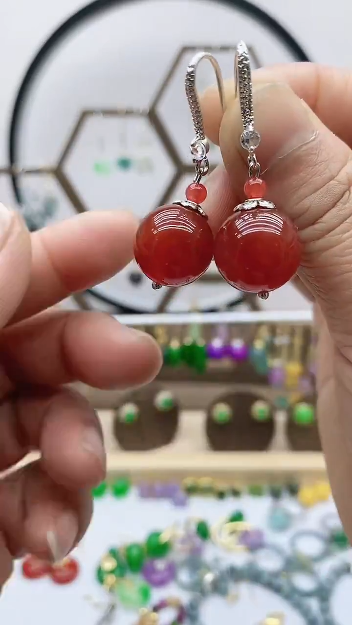 未镶嵌南红玛瑙耳饰226