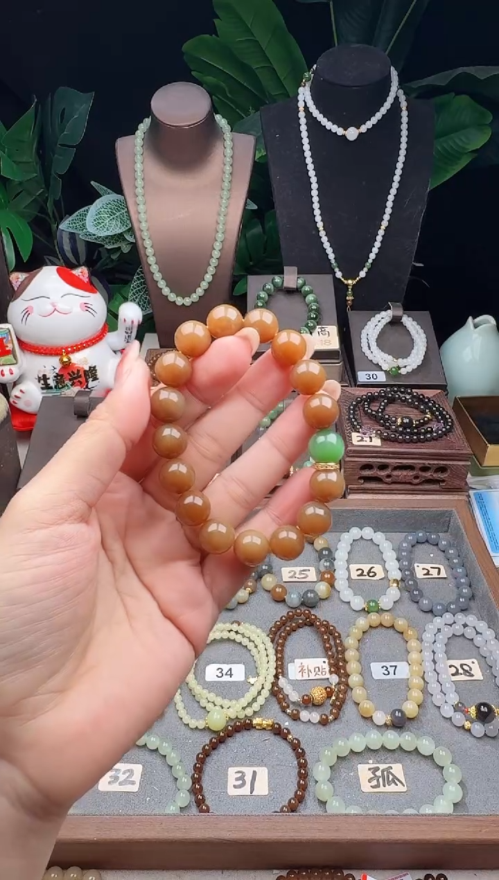 未镶嵌手串和田玉精品12m新疆且末糖玉手串