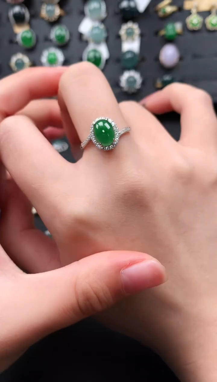 【闪购商品】翡翠戒指银S925镶嵌52141