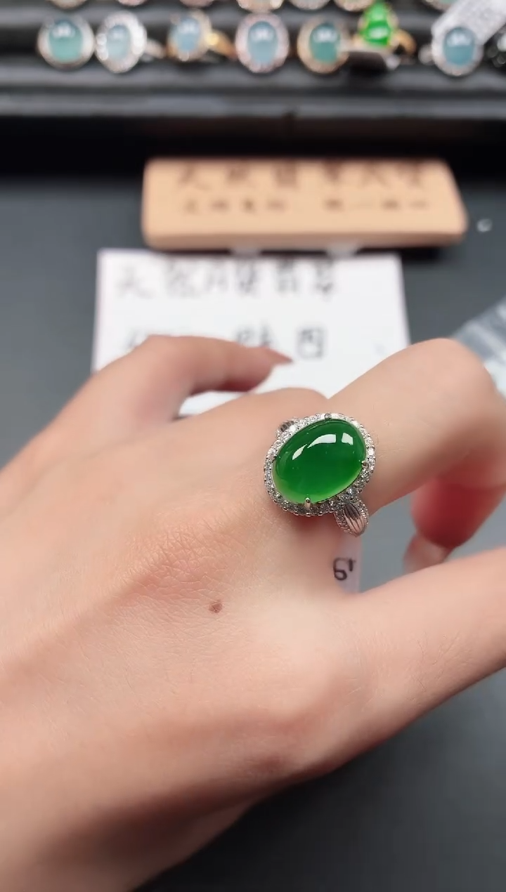 银S925镶嵌戒指翡翠11