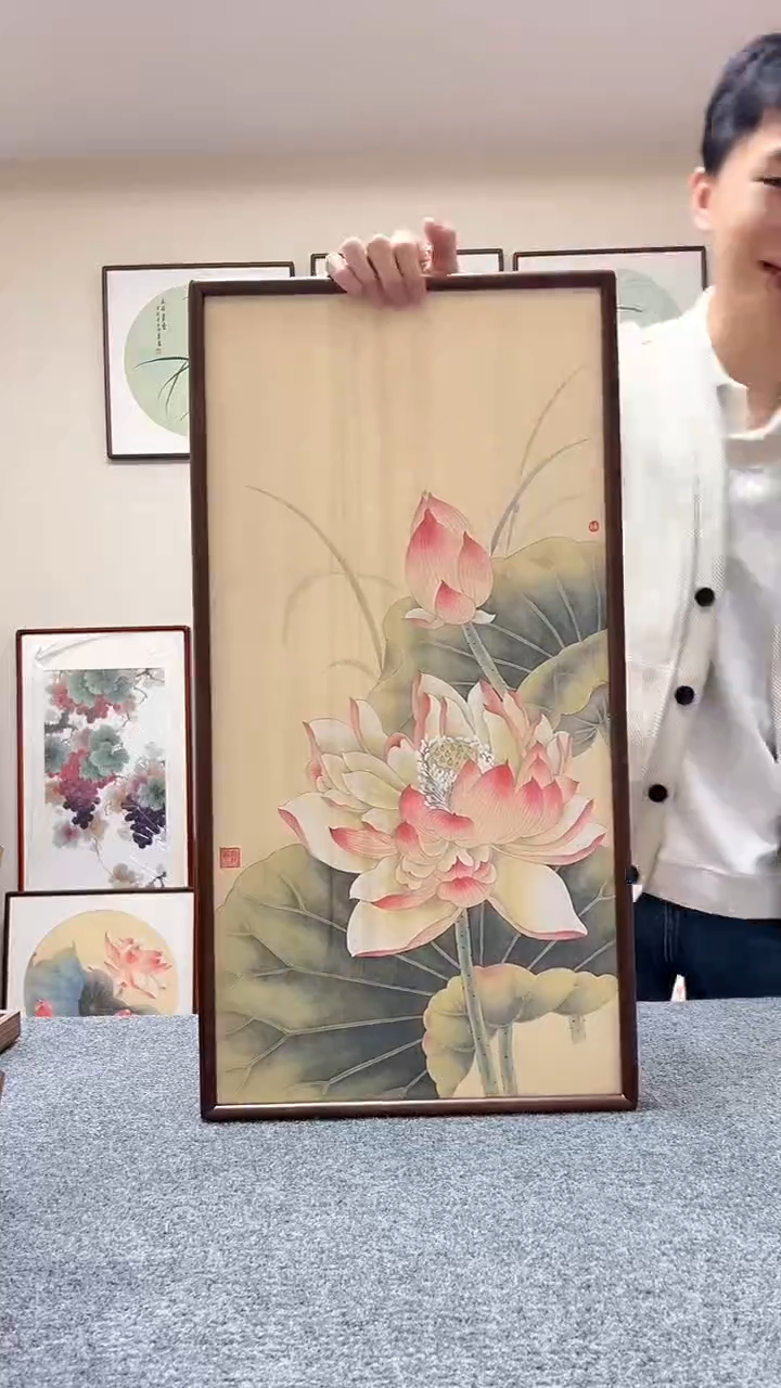 【闪购商品】书法四尺四开工笔荷花69x36cm