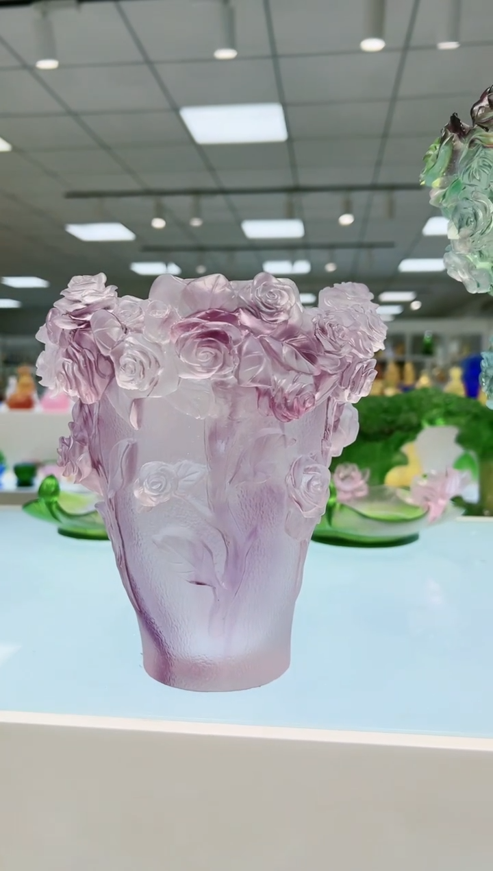 【闪购商品】茶宠古法琉璃淡紫色花瓶