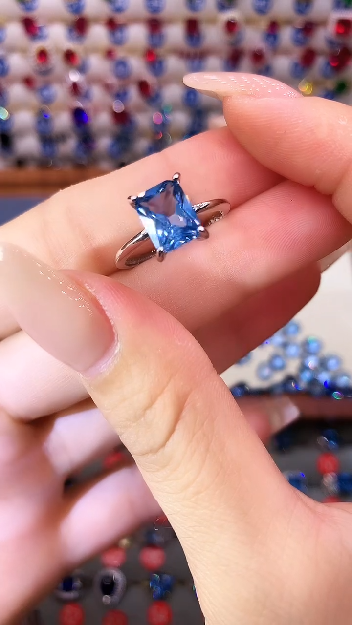 海蓝宝石戒圈银S925镶嵌........