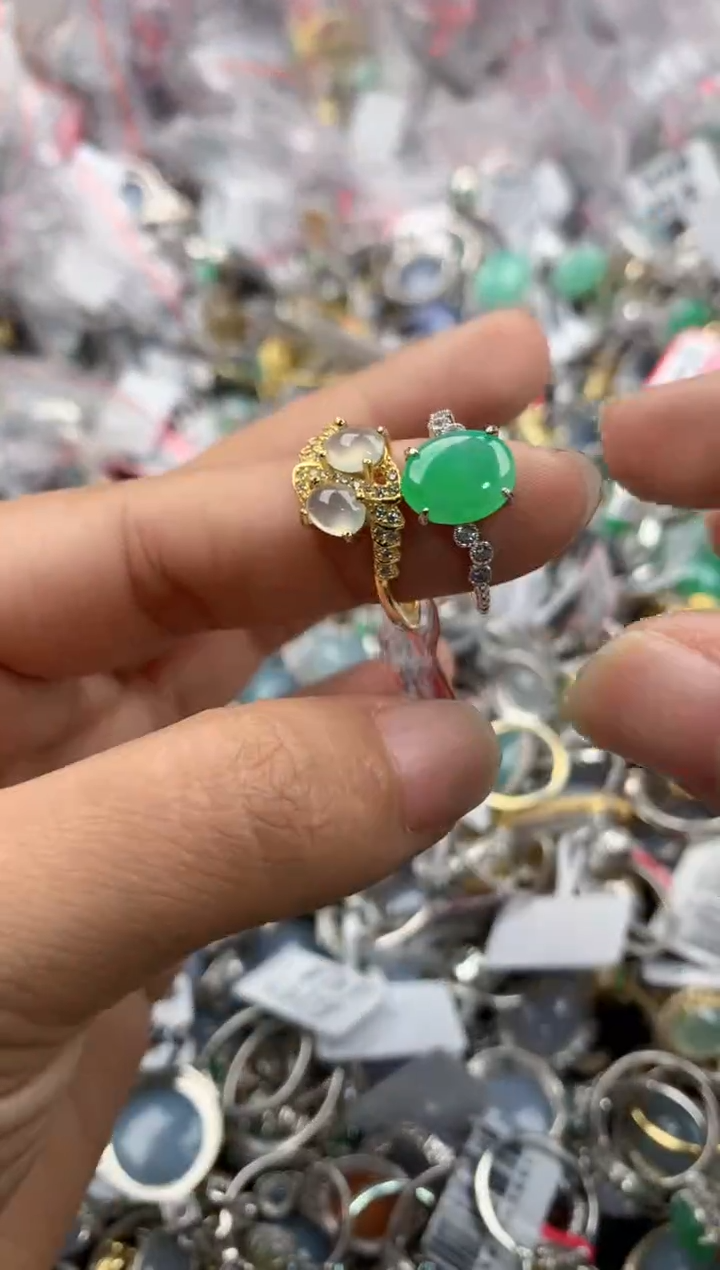 银S925镶嵌戒指翡翠222---8