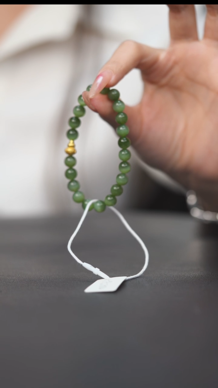 银S925镶嵌手串和田玉HA00604碧玉手串