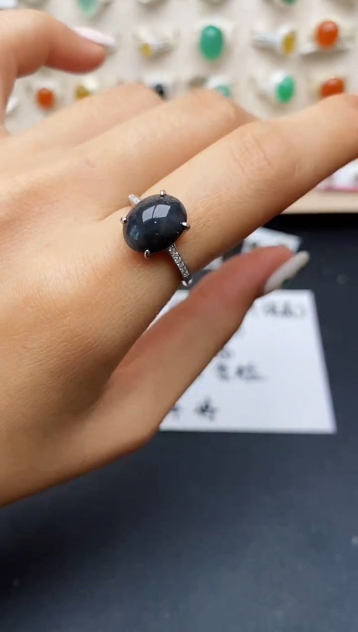 【闪购商品】翡翠戒指银S925镶嵌缅甸翡翠