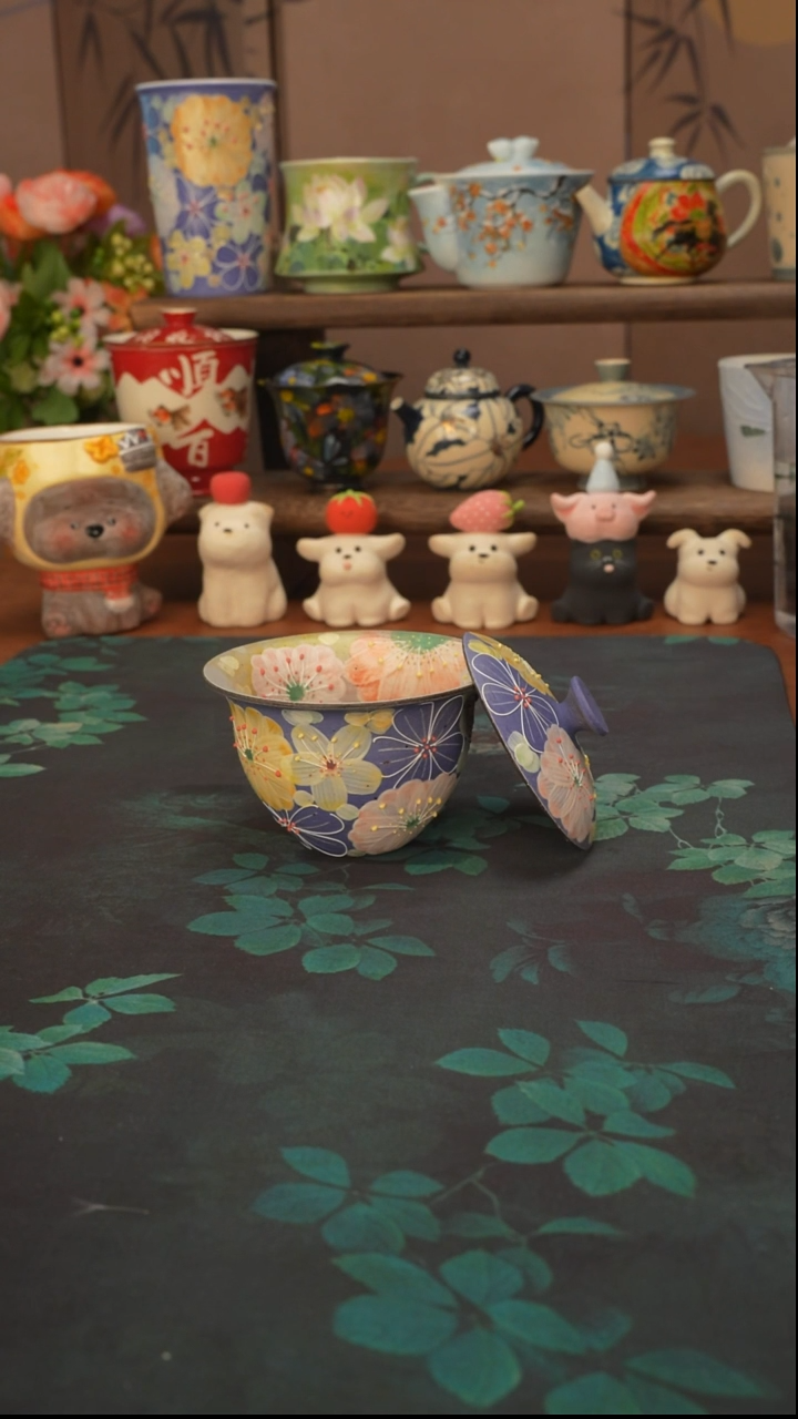 花满蹊  蓝紫色紫砂盖碗295