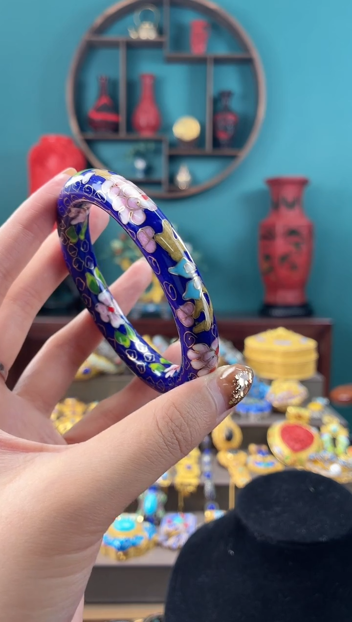  非遗手工景泰蓝镯子宝蓝