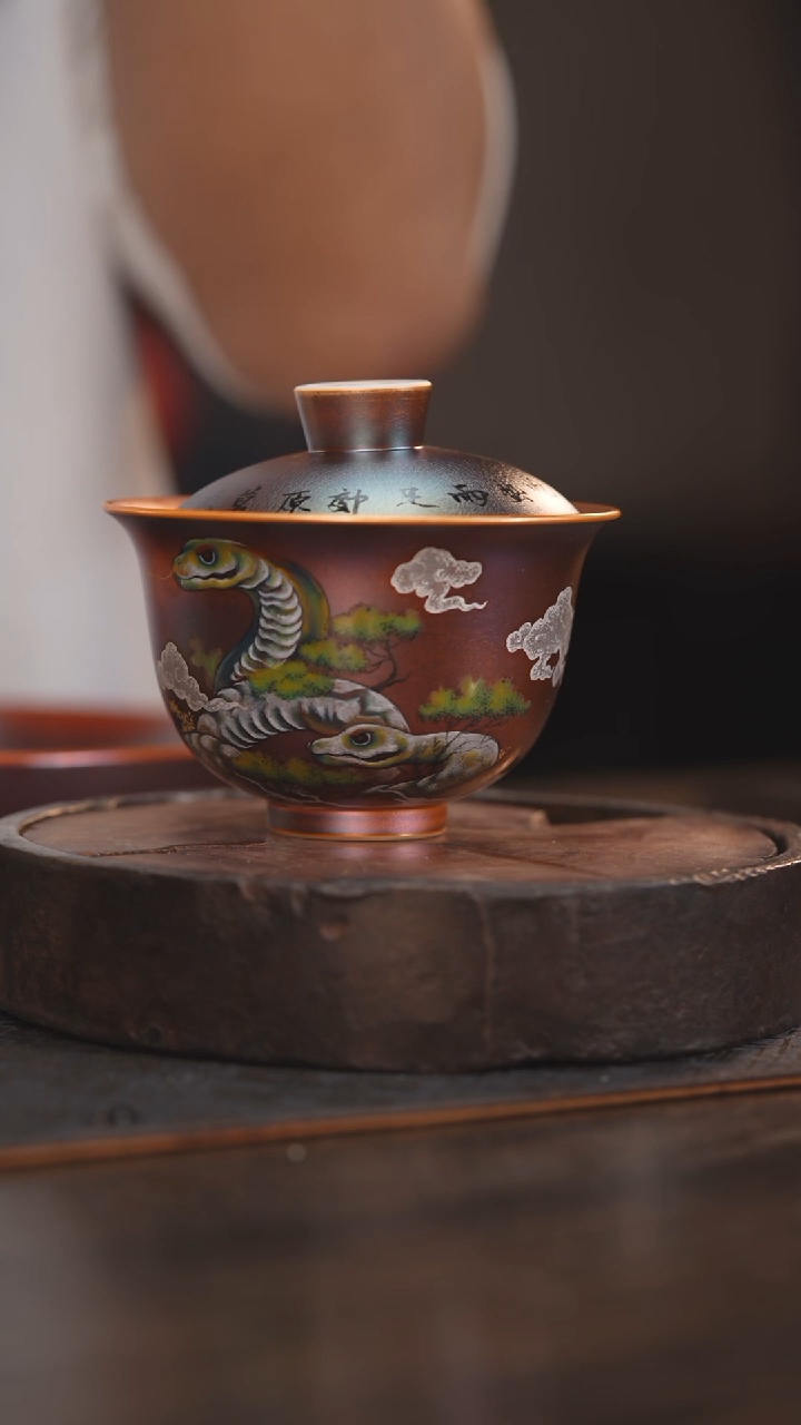 【闪购商品】杯95柴房陶瓷丨窑宝蛇盖碗