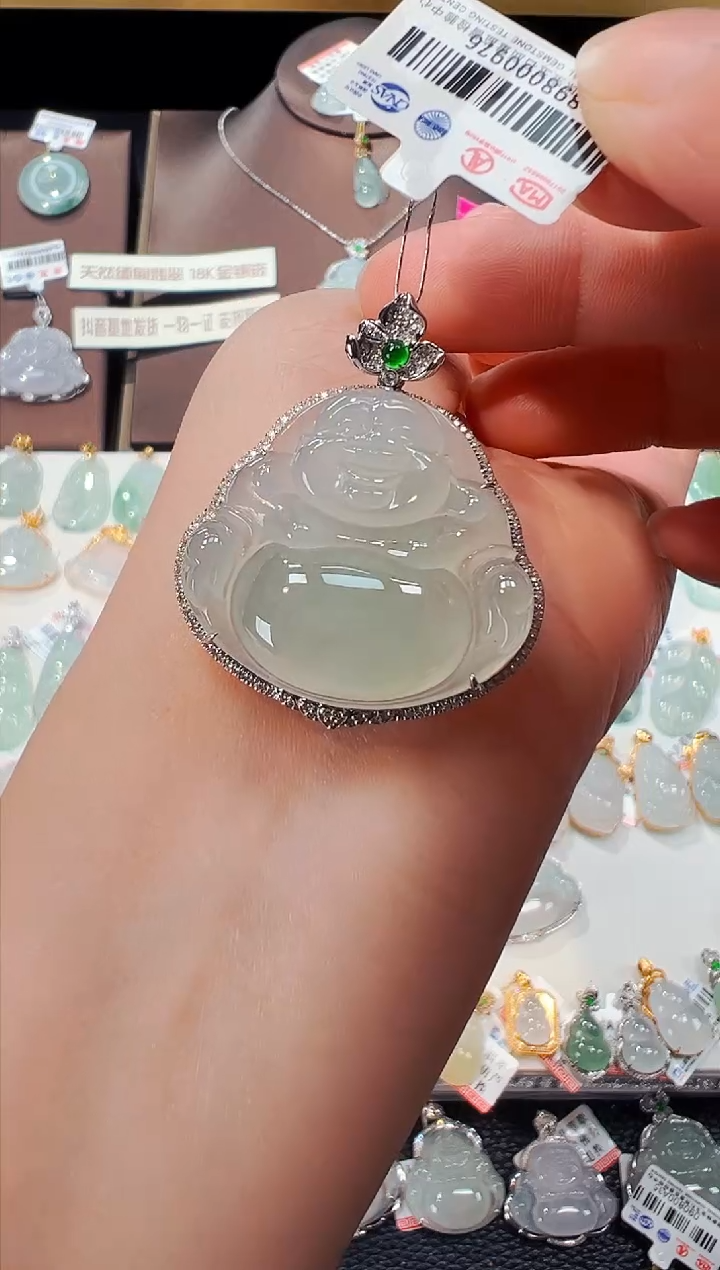 【闪购商品】翡翠吊坠(不含链)18K金镶嵌佛公吊坠976