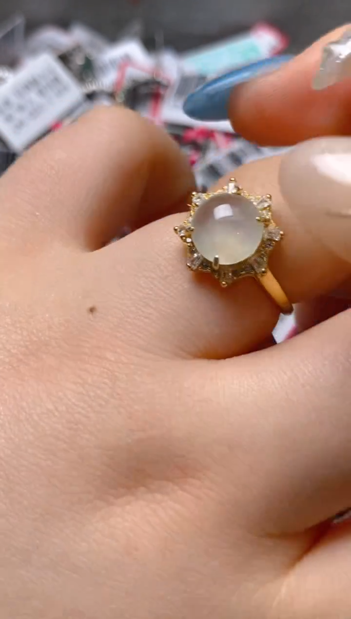 银S925镶嵌戒指翡翠百内无证书