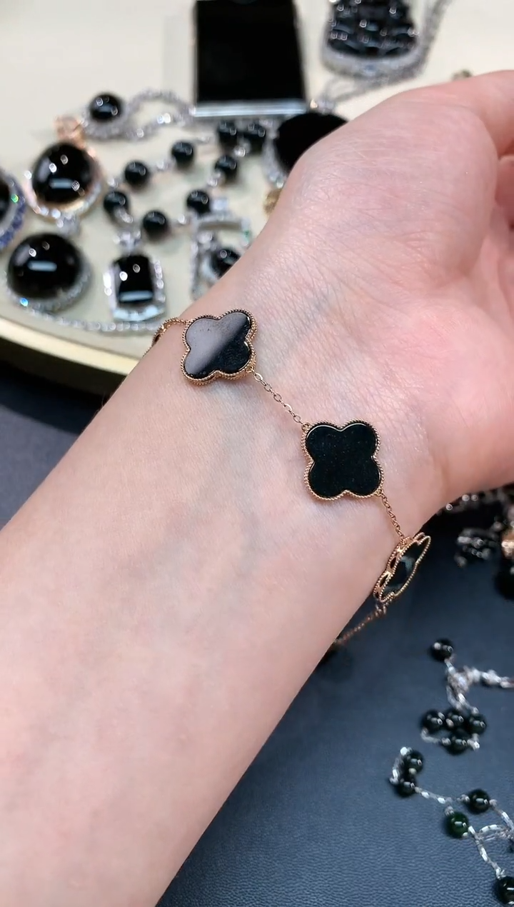 【闪购商品】翡翠手链18K金镶嵌手链A87|2800