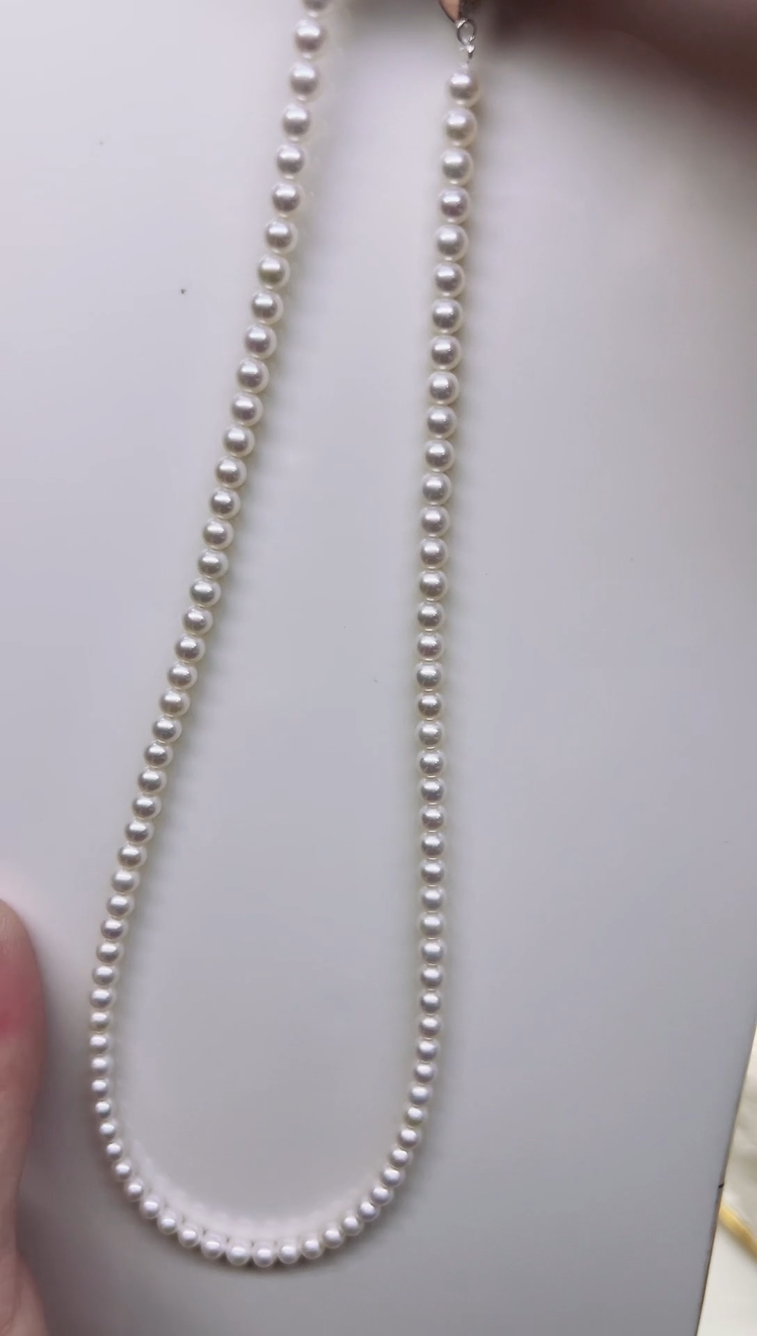 未镶嵌项链淡水珍珠极光白正圆4-4.5mm