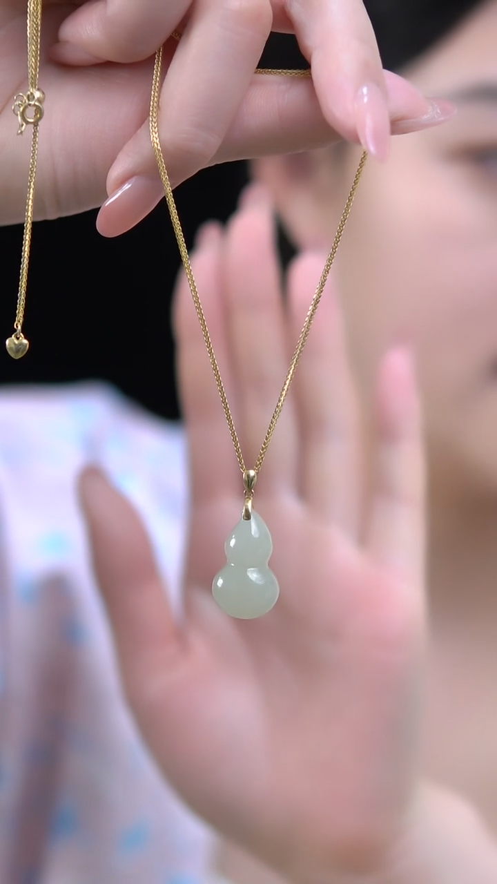 【闪购商品】和田玉葫芦18K金镶嵌高货福利