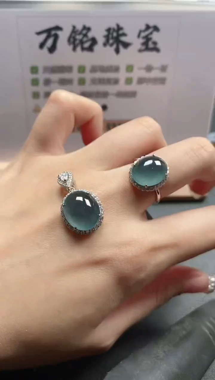 银S925镶嵌戒指翡翠51511