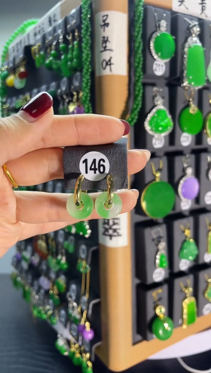 【闪购商品】翡翠耳饰银S925镶嵌146..