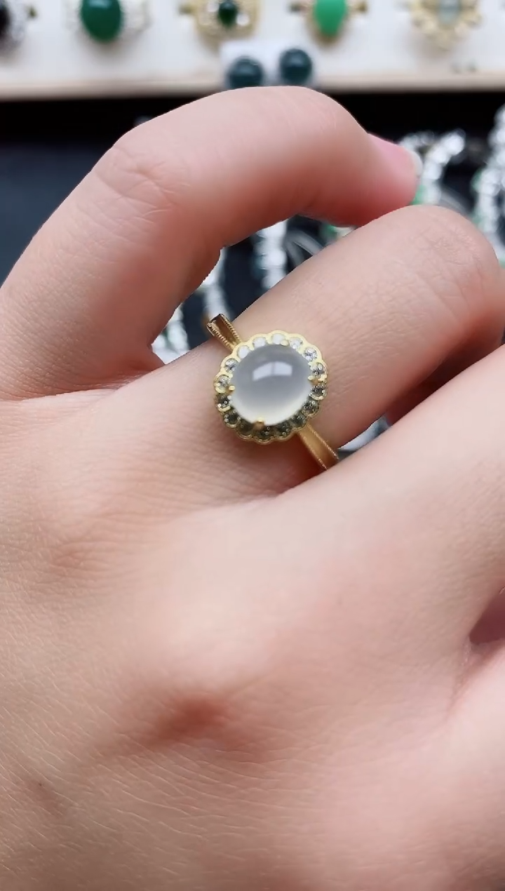 【闪购商品】翡翠戒指银S925镶嵌11111