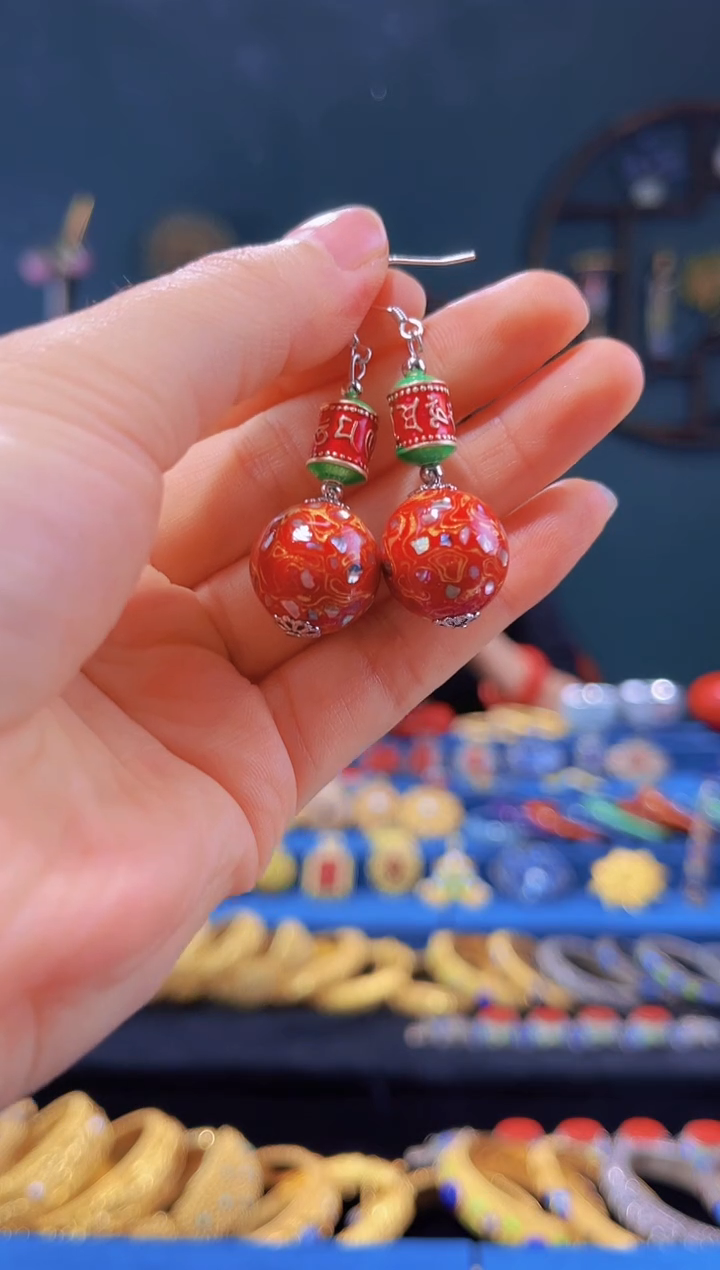 【闪购商品】非遗绝技 犀皮漆耳环 红