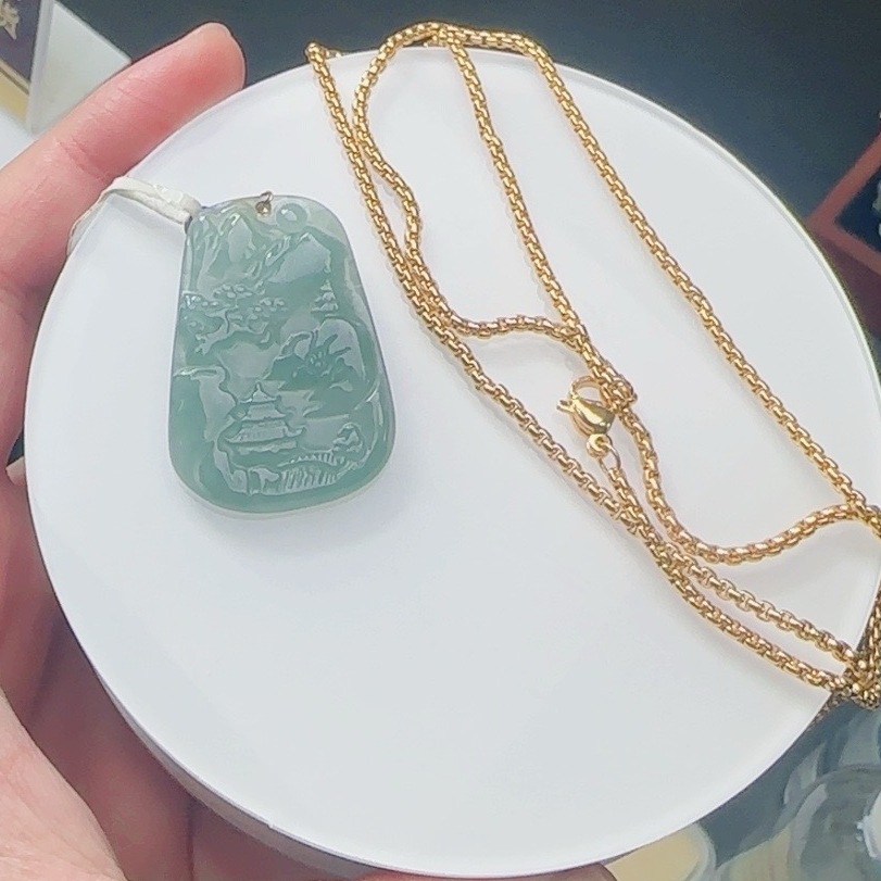 翡翠A货时尚唯美山水牌GS-20038