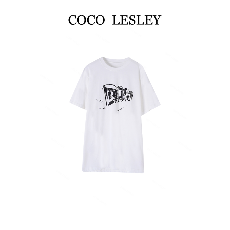 COCO LESLEY 潮流情侣百搭圆领短袖T恤2953