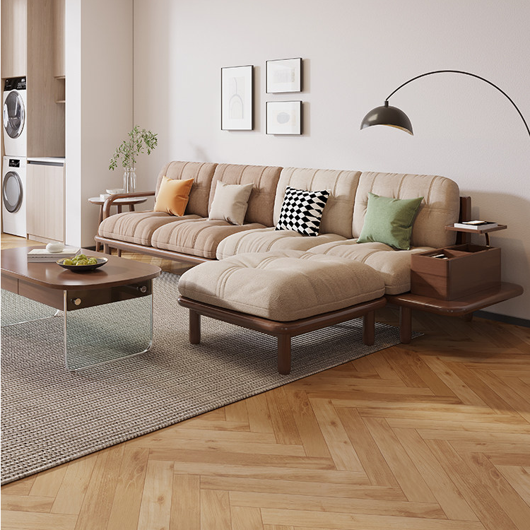 全实木沙发客厅组合小户型直排三四人位中古风皮沙发组合单人沙发