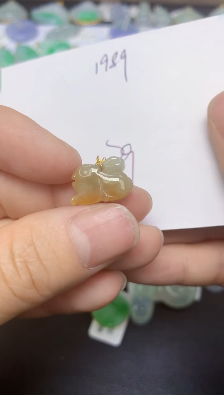 【闪购商品】翡翠18K金镶嵌挂件天然翡翠A货