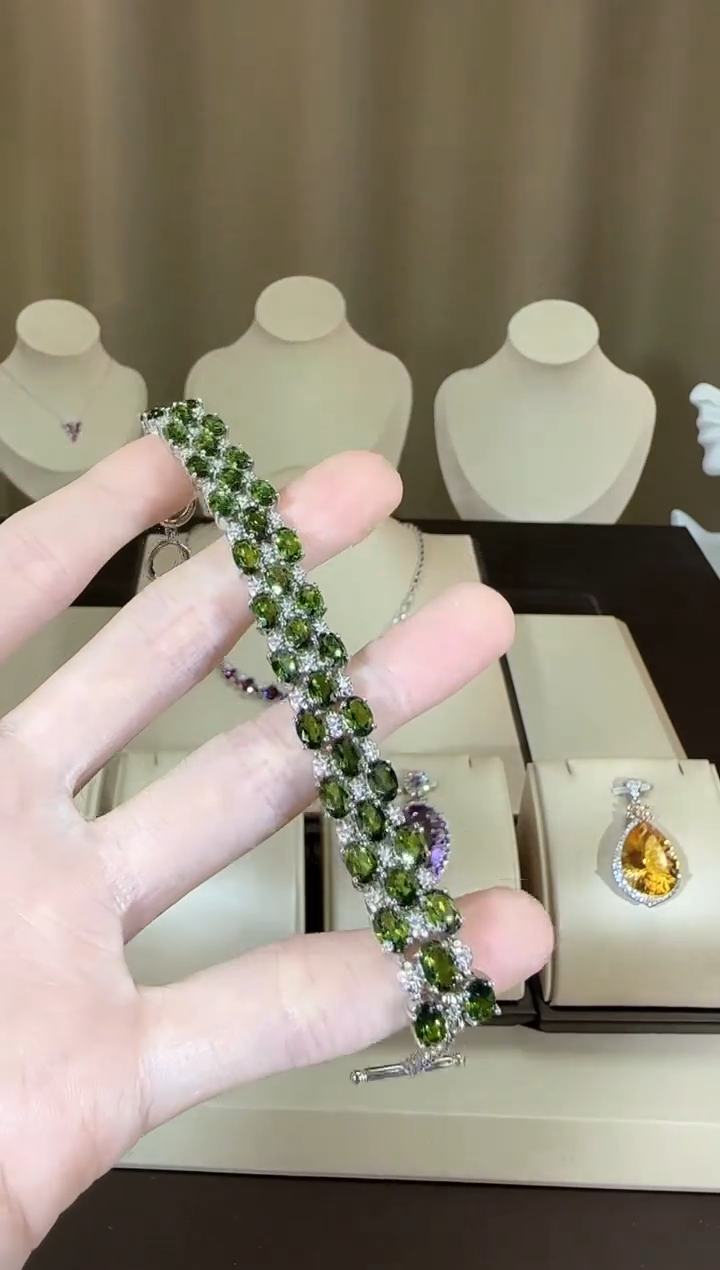 【闪购商品】透辉石手链银S925镶嵌设计款