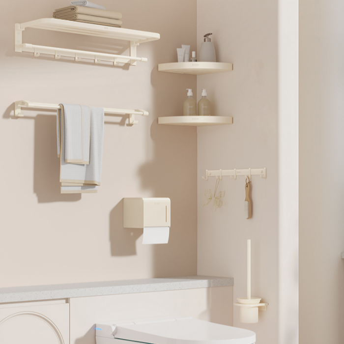 呆尾严选正品家用卫生间铝合金奶白色浴室毛巾架卫浴挂件