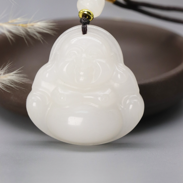 天然新疆金丝玉佛公吊坠配绳毛衣链吊坠男女可戴带证金丝玉石Y587