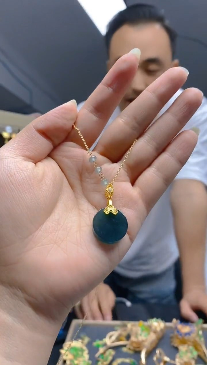 翡翠合金耳饰055翡翠锁骨链