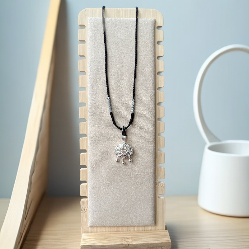 吊坠足银 足银祥云锁国潮风平安福气小银锁吊坠时尚百搭项链