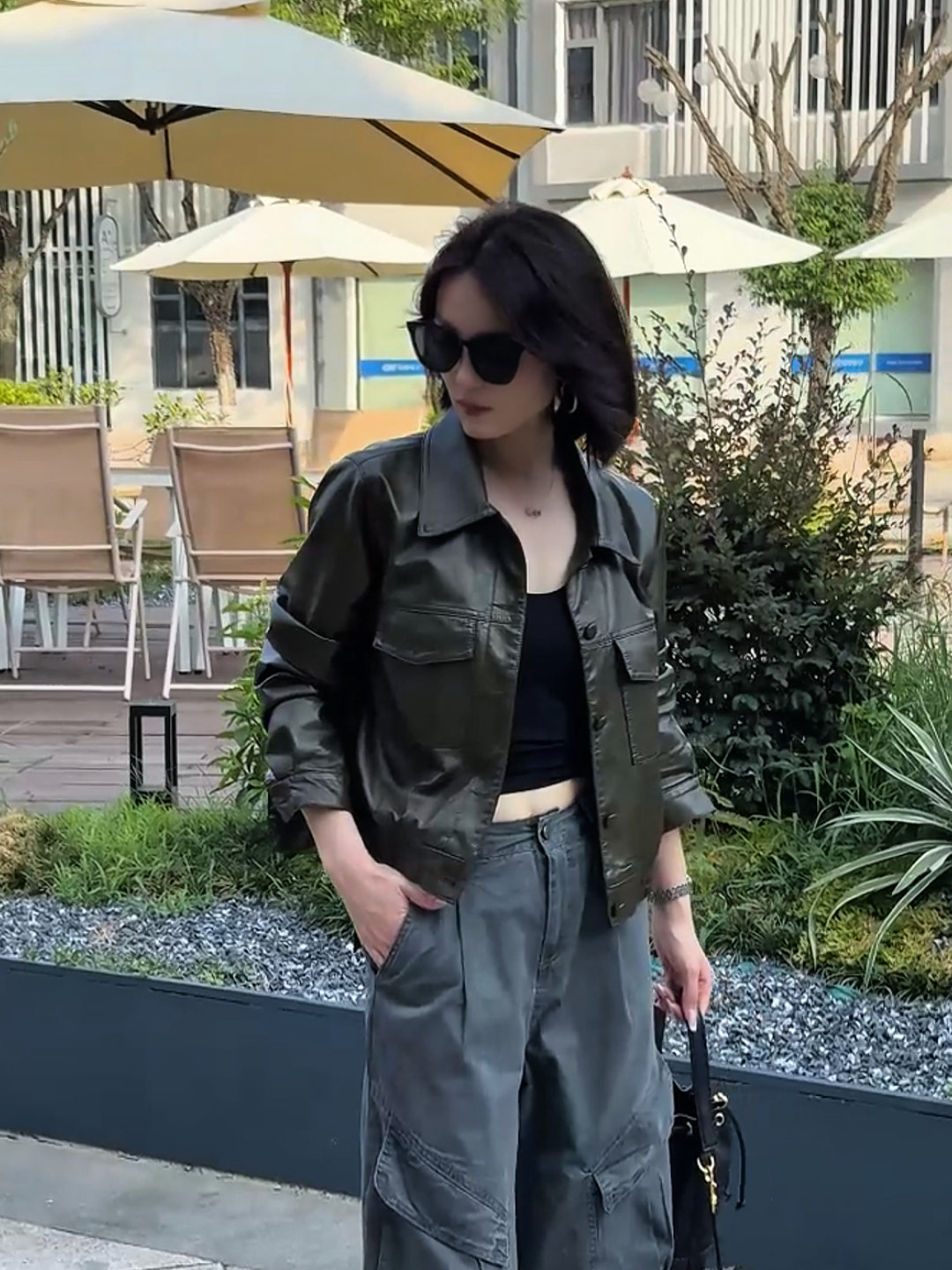 牛仔方领春秋轻职风皮衣秋季女装常规款5602