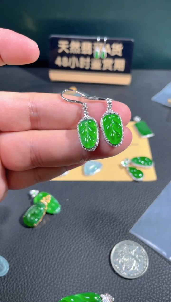 【闪购商品】翡翠颈饰18K金镶嵌耳钩