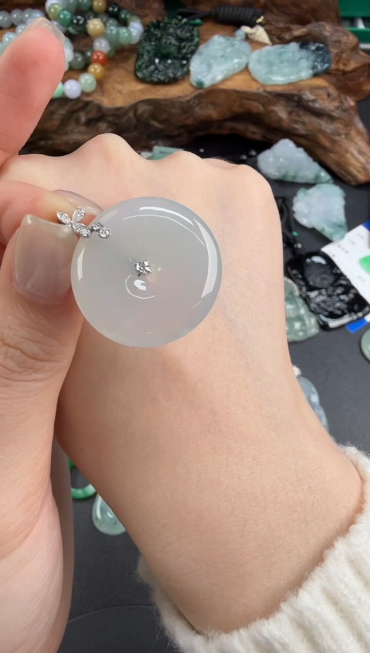吊坠(不含链)18K金镶嵌翡翠翡翠饰品-177