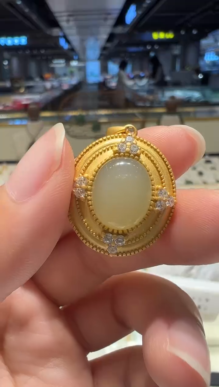 【闪购商品】和田玉颈饰银S925镶嵌@@B7156QY-Q