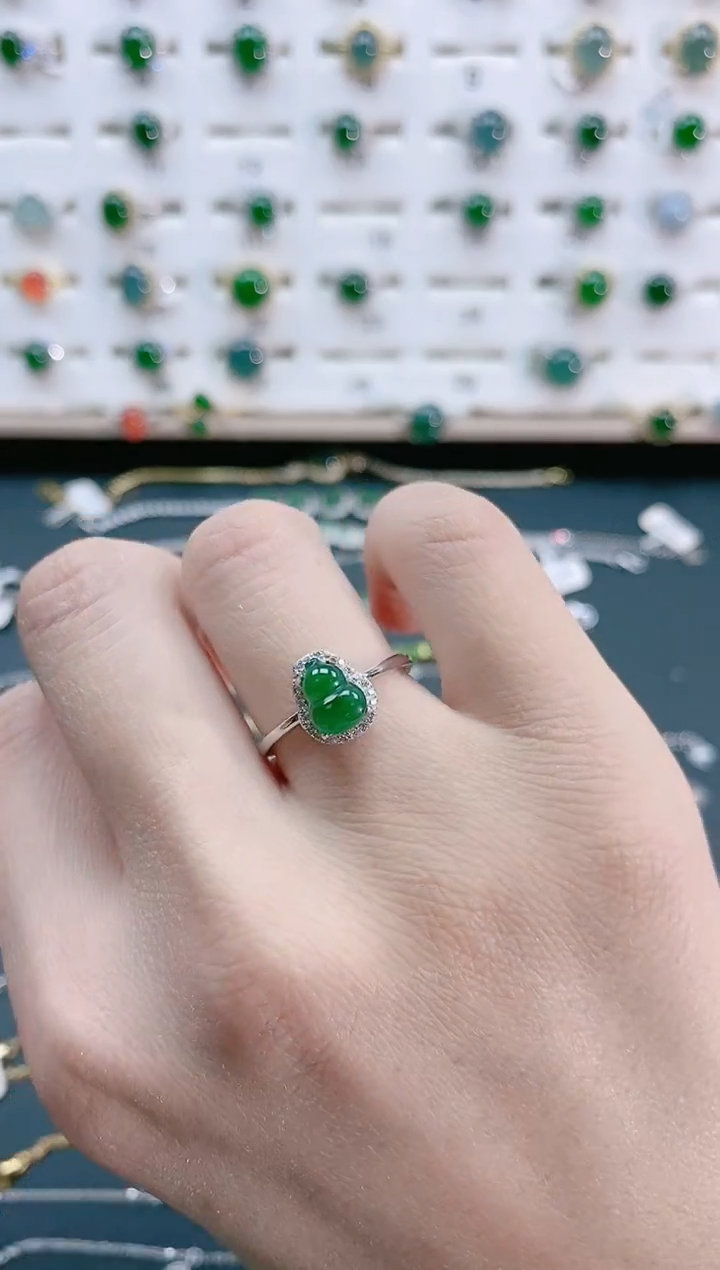 【闪购商品】翡翠戒指银S925镶嵌天然翡翠