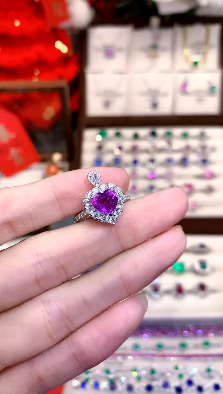 【闪购商品】彩色蓝宝石戒指18K金镶嵌2.06ct/天然宝石/七天无理由