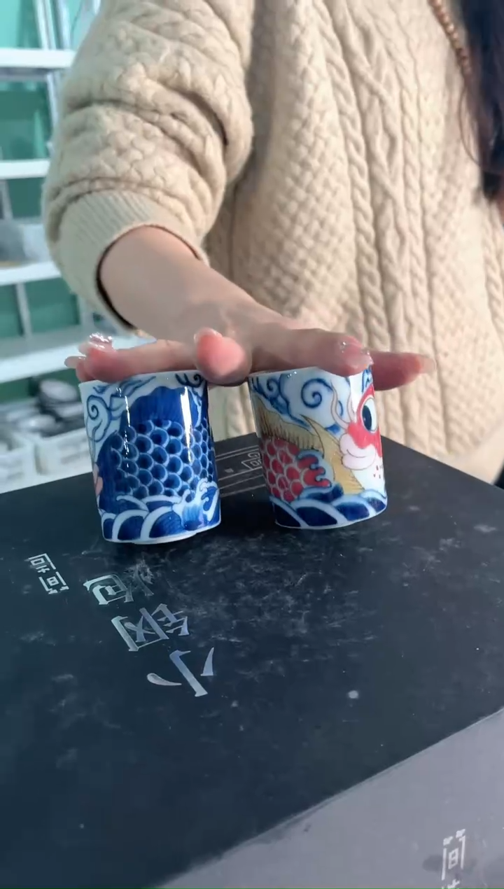 【闪购商品】昨明 三春+化龙扳指杯一对(微瑕清福利)