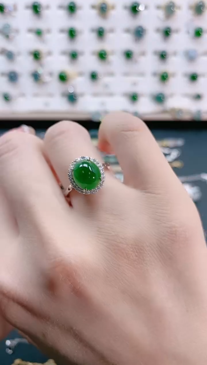 【闪购商品】翡翠戒指银S925镶嵌天然翡翠