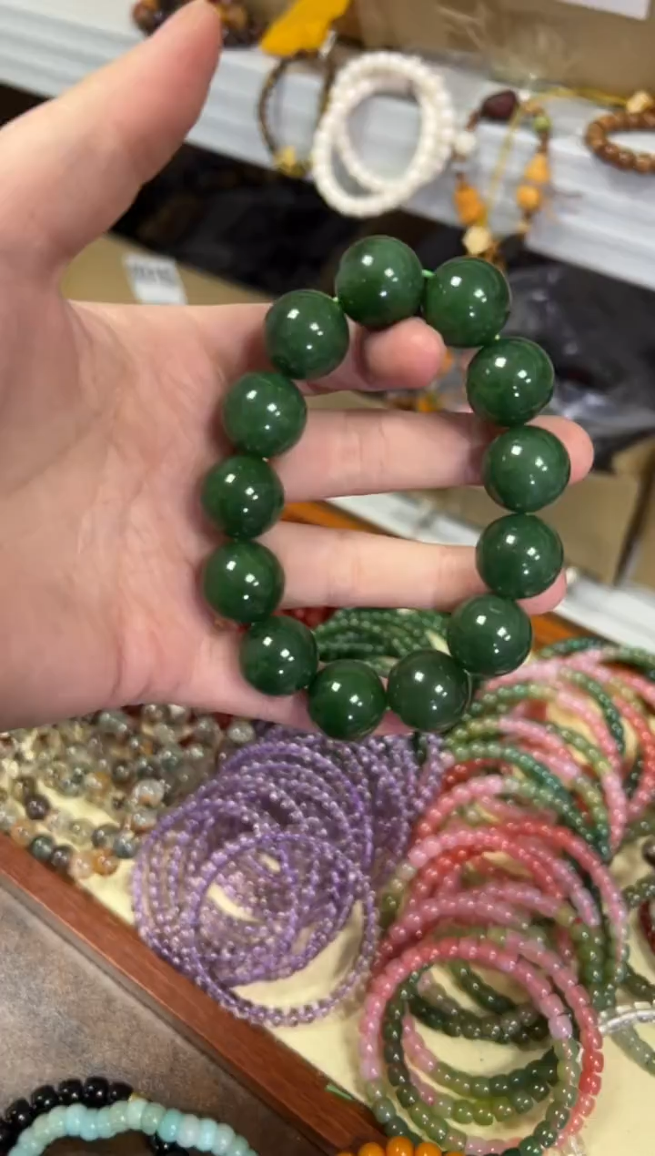 【闪购商品】和田玉手链未镶嵌和田碧玉圆珠手串16MM