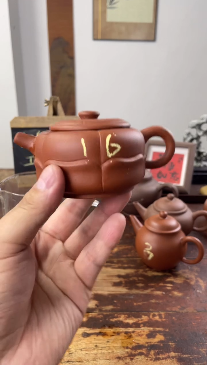 茶壶紫砂90年代老壶工糙泥好老朱泥荷叶锦纹16