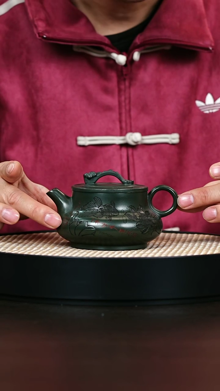 茶壶紫砂绿泥 如意潘壶300cc