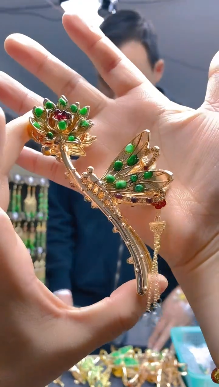 【闪购商品】翡翠耳饰合金0227翡翠发簪