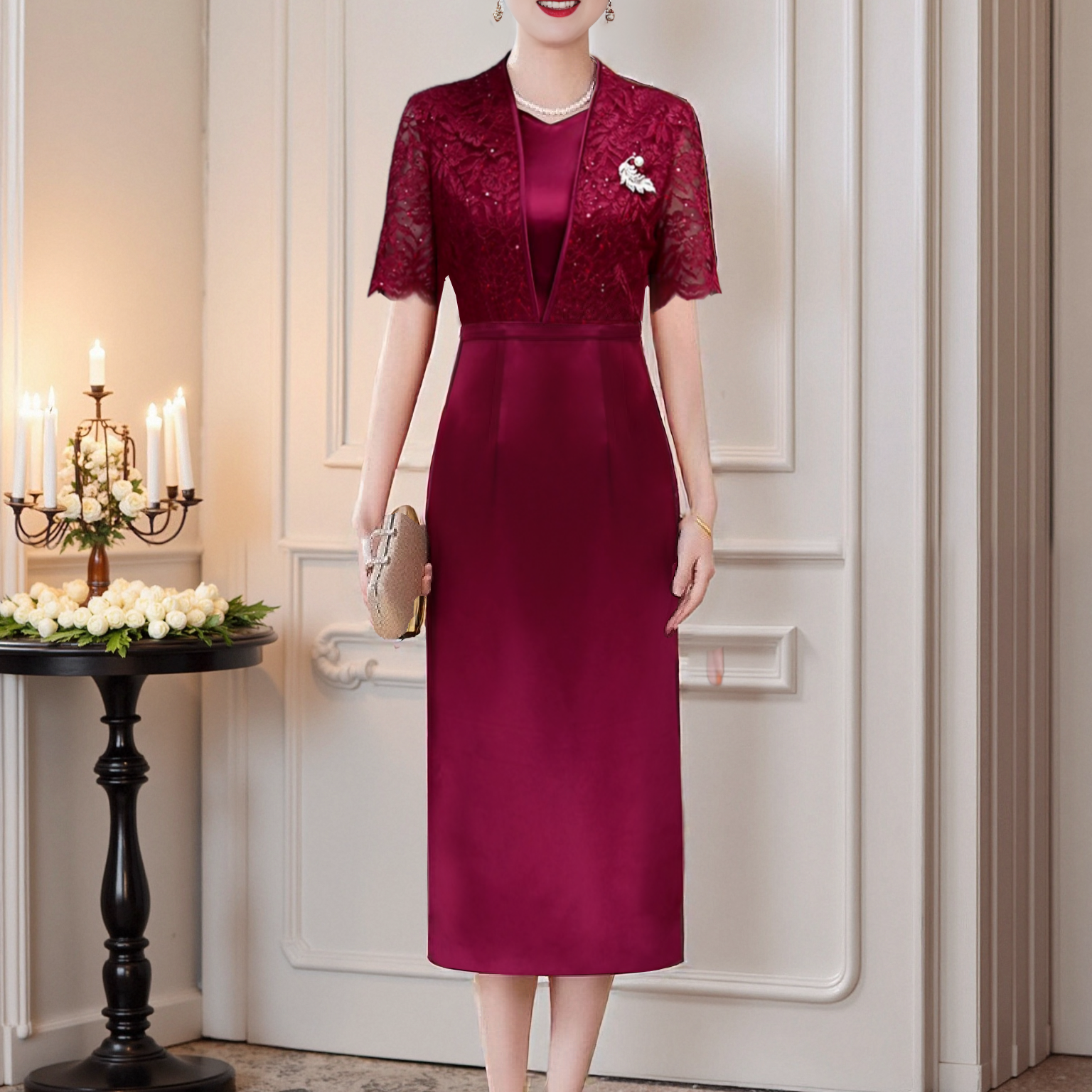 喜妈妈喜婆婆婚宴装显瘦平时可穿婚礼妈妈晚礼服高贵洋气新款气质