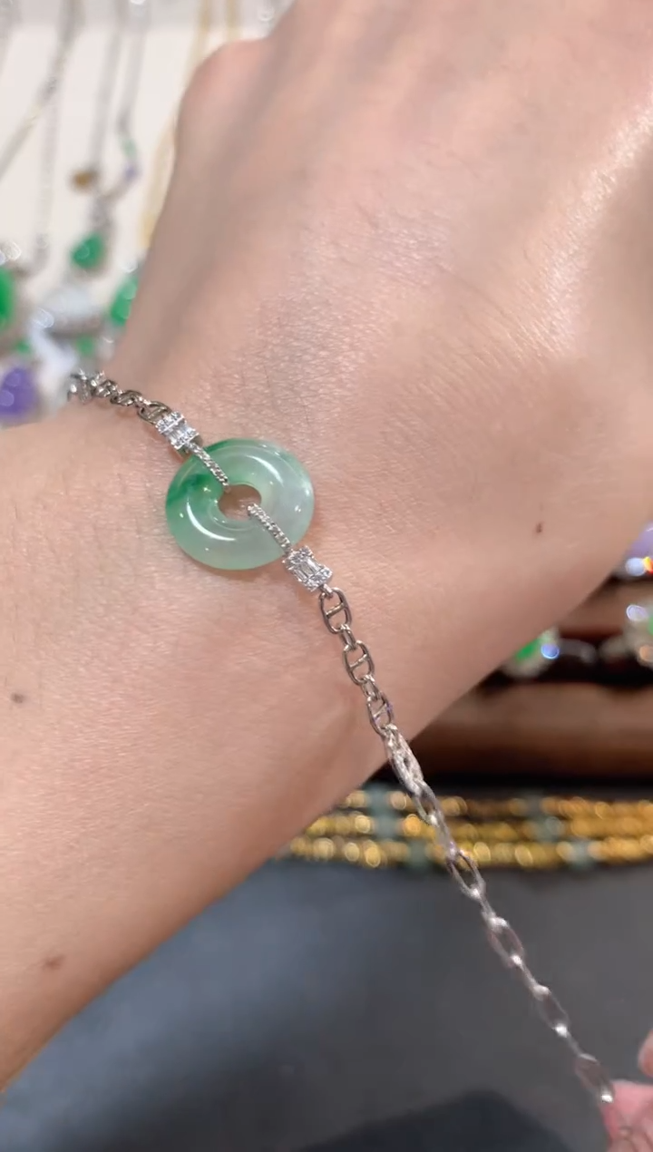 18K金镶嵌手链翡翠a25  